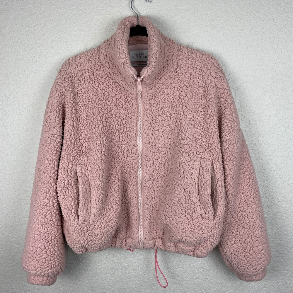 Urban Outfitters‎ Willow Fleece Teddy Jacket Womens Small P Pink Oversized Cozy